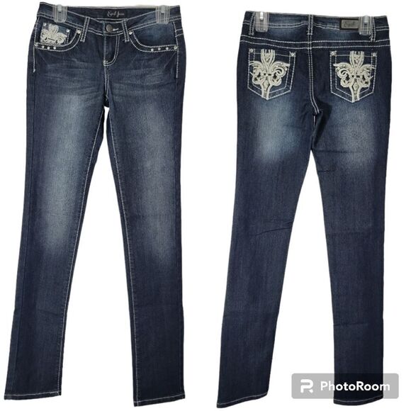 Earl jeans slim Fit Sz 1 Junior Dark Wash Like New - Picture 1 of 14